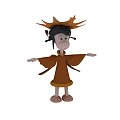 Game Anime Character With Black Hair Maple Leaf Decoration Brown Kimono Arms Outstretched