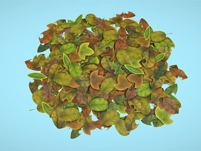 Natural Garden Decor Featuring Colorful Autumn Leaves In Various Shades And Hues 3d model