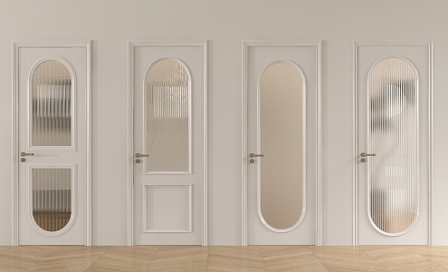 French Cream Single Door Bedroom Door Toilet Door Swing Door Glass Door 3d model