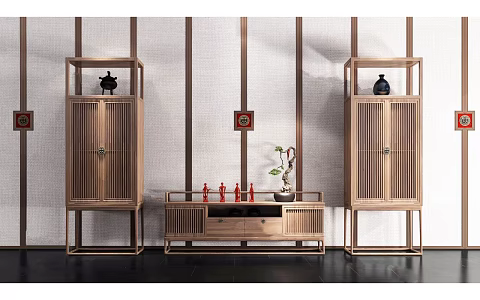 New Chinese TV Cabinet Zen Entrance Cabinet 3d model
