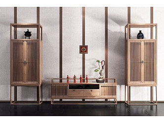 New Chinese TV Cabinet Zen Entrance Cabinet 3d model