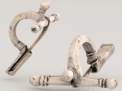 Sturdy Metal Hardware Hinges with Curved Structure and Bolt Fastener Details 3d model