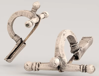 Sturdy Metal Hardware Hinges with Curved Structure and Bolt Fastener Details 3d model