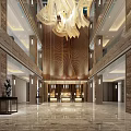 Luxurious Hotel Lobby Interior Design With Chandelier Marble Floor And Decorative Wall