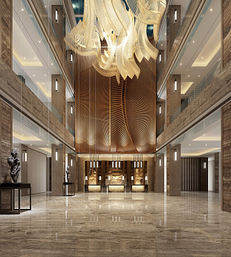 Modern Hall Hotel Lobby 3d model