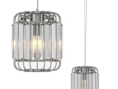 Modern Chandelier Design With Metal Frame And Clear Glass Illuminated Bulbs 3d model