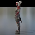 Game And Movie Character With White Hair Red Markings Black Outfit And Red Spikes
