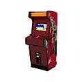 Red Standalone Arcade Game Machine With Illuminated Top And Display Screen 3d model