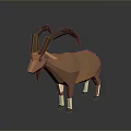 Low Poly Antelope 3D Model With Curved Horns And Geometric Design 3d model