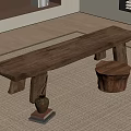 New Chinese Style Bench Stool Solid Wood Stool Low Stool Bench 3d model