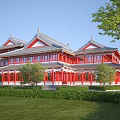 Traditional Chinese Architecture With Flying Eaves Red Pillars And Ornate Wooden Windows