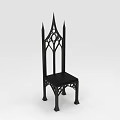 Black Gothic Style Leisure Chair With Pointed Spire And Ornate Carvings