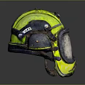 Yellow Protective Helmet With Face Shield For Industrial Work Use And Black Accents
