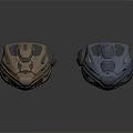 Two Tactical Mechanical Helmets Brown And Dark Gray With Detailed Surface And Tech Inspired Structure