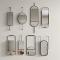 Modern Wall Mirrors With Various Shapes And Sleek Frame Design Styles 3d model