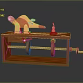 Wooden Children Toy Structure With Armadillo Figure Gourd Shaped Object Wheels And Handle