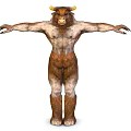 Mythical Horned Humanoid Creature Character With Muscular Body And Extended Arms