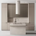 Modern Kitchen Sleek Light Wood Cabinets With Marble Countertop Central Island And Range Hood