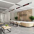 Modern Government Affairs Service Hall Interior Design With Reception Desk Potted Plants And Waiting Area Chairs