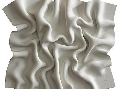 White Soft Wrinkled Fabric Ornament With Textured Surface For Home Decor 3d model