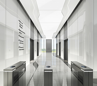 modern elevator hall 3d model