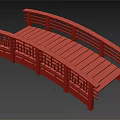 Traditional Red Wooden Arch Bridge With Lattice Railings And Deck Design