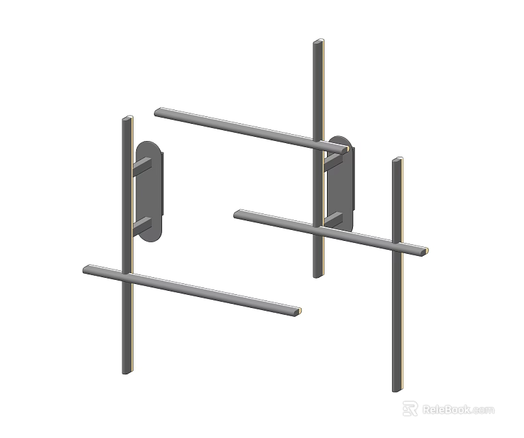 Modern Geometric Metal Wall Sconces with Horizontal and Vertical Bars 3d model