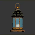 Elegant Decorative Lantern With Glass Panels Metal Frame And Candle Inside