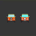Two Orange and Yellow Buses with Roof Racks on Mirrored Reflection Background 3d model