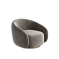 Gray Modern Single Sofa With Soft Velvet Fabric Curved Arms And Gold Base