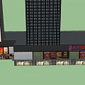 Modern Commercial Complex With High Rise Buildings Podium And Retail Shops
