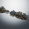 Futuristic Sci Fi Mechanical Assembly With Connected Modules Gears Pipes And Thruster Components 3d model