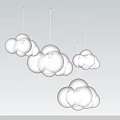 Four Modern White Cloud Shaped Chandeliers Hanging On Gray Background 3d model