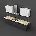 Modern Kitchen With White Upper And Dark Gray Lower Cabinets And Light Countertop