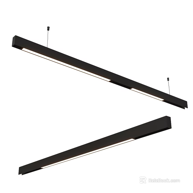 Modern Black Linear Pendant Light Design With Sleek Long Shape And Bright Illumination 3d model 