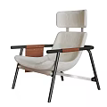 Comfortable Modern Leisure Chair Design With Beige Cushion Brown Accent And Black Frame