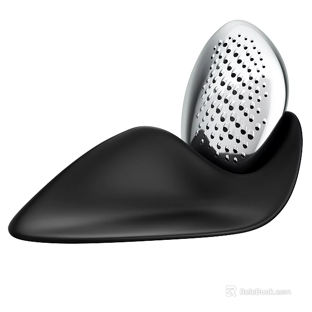 Practical Modern Kitchen Tool With Black Curved Base And Silver Perforated Top Design 3d model