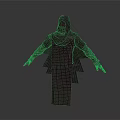 Hooded Cloaked Figure In Dark Purple Robe With Outstretched Arms