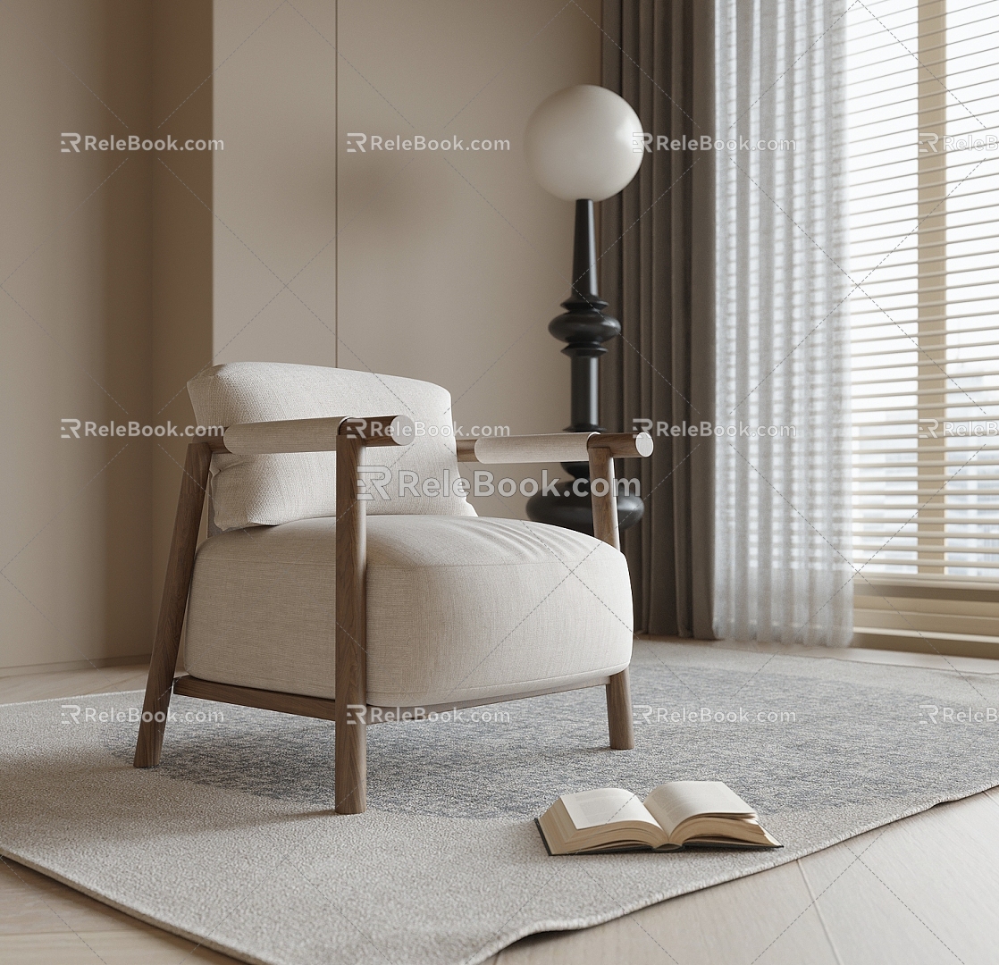 Leisure Chair Single Sofa Single Chair Floor Lamp 3d model