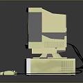 Vintage Electronic Computer With Monitor Desktop Tower Keyboard And Mouse