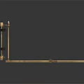 Brass Tone Metal Mechanical Component With Elongated Rod And Connected Parts