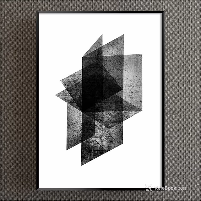 Abstract Geometric Wall Art With Black Gray Polygons And White Background 3d model