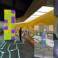 Modern Technology Exhibition Area With Interactive Displays Lighting And Digital Installations 3d model