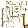 Modern Black Shower Faucet Set With Handheld Shower Rain Head And Taps