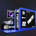 Blue iQIYI Exhibition Booth Featuring FURRY Screen And Display Elements 3d model