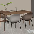 Modern Dining Table and Chair 3d model