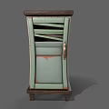 Vintage Style Light Green Wardrobe With White Panels Wooden Top And Handle
