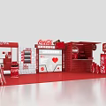 Coca Cola And ChunYue Red Exhibition Booth With Beverage Displays And Shelves