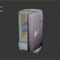 Modern White Compact Electric Appliance With Open Door And Inner Shelves Design
