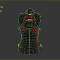 Black And Red Leather Vest With Decorative Pattern And Front Zipper Design